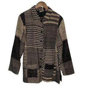Parsley & Sage Womens Patchwork Jacket Size L Aztec Bohemian Earth Tones Texture